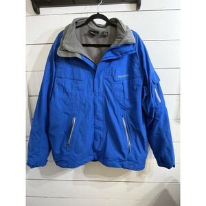 Marmot Mantra Jacket Men XL Blue Membrain Full Zip Outdoor Lined Pockets 2 In 1‎